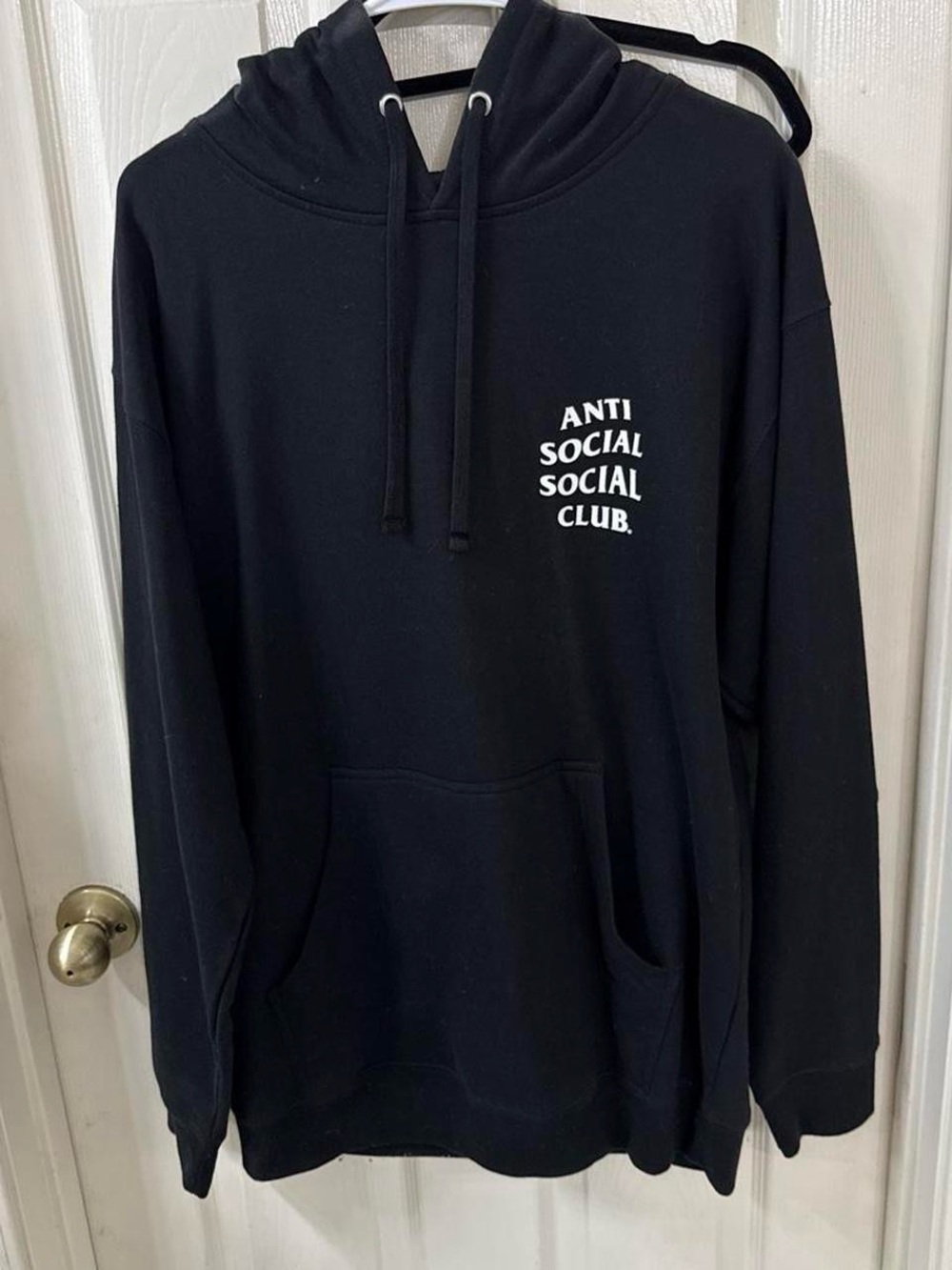 Anti Social Social Club Black Crewneck Hoodie with White Logo